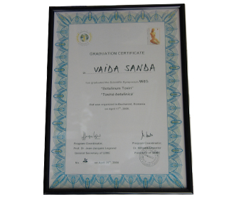 Diploma dr. Sanda Vaida